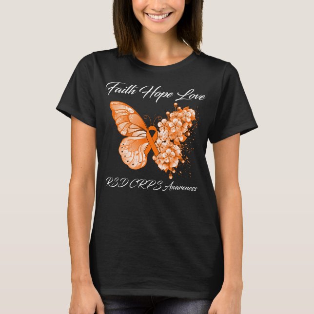 Camiseta Butterfly Faith Hope ama Consciência RSD CRPS (Frente)