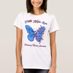 Camiseta Butterfly Faith Hope ama Fibrose Pulmonar