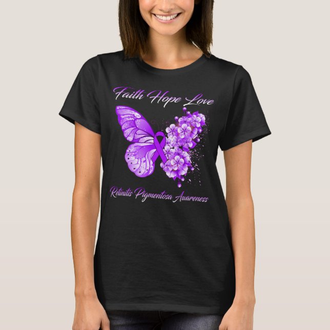 Camiseta Butterfly Faith Hope Love Retinitiosa Pigmentosa (Frente)