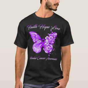 Camiseta Butterfly Faith Hope Love Testicular Cancer Awaren