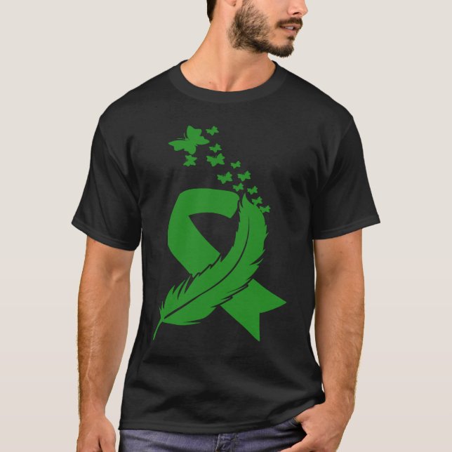 Camiseta Butterfly Feather Ribbon Cerebral Palsy Mental Hea (Frente)