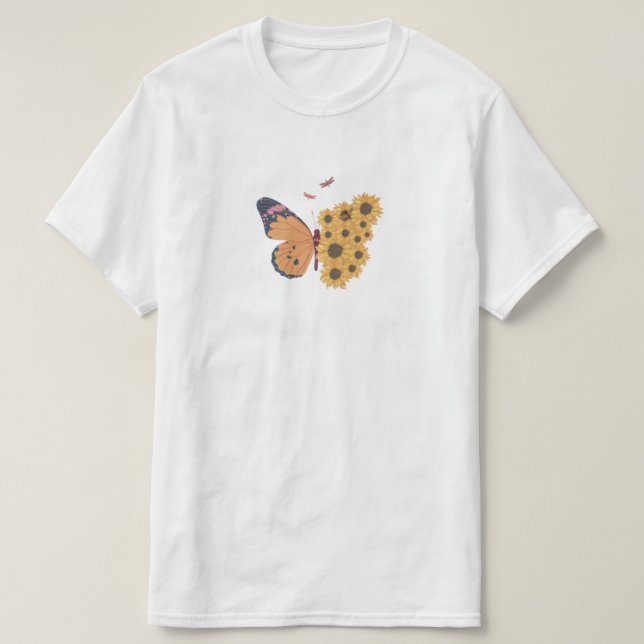 Camiseta butterfly flowers (Frente do Design)