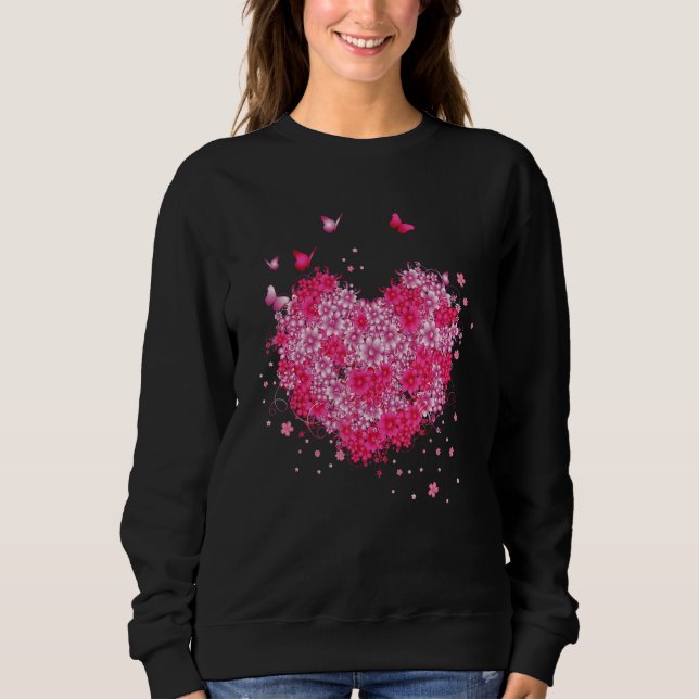 Camiseta Butterfly Flowers Love Heart for Women and Girls (Frente)