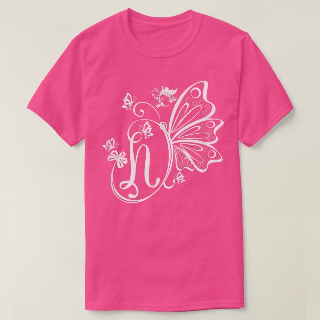 Camiseta Butterfly Grunge Fairycore Aesthetic Letter N Mono (Frente do Design)