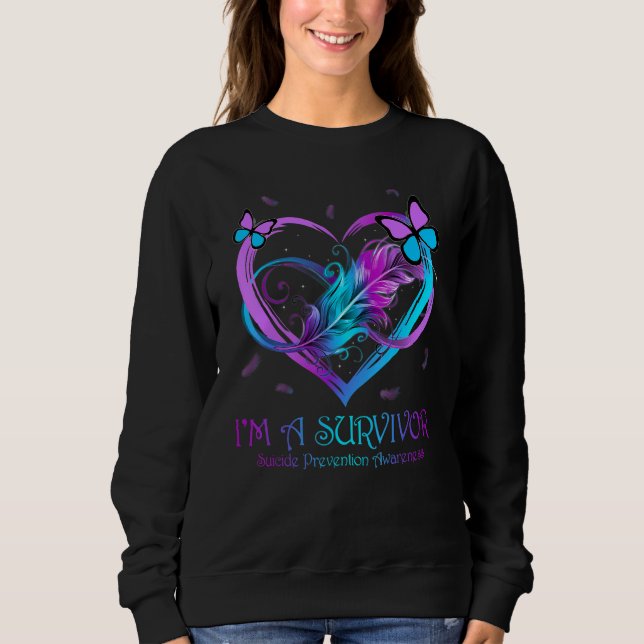 Camiseta Butterfly Heart I'm A Survivor Suicide Prevention  (Frente)