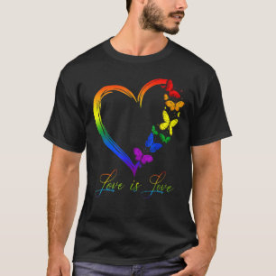Camiseta Butterfly Heart Rainbow Love É Love Lgbt Gay Lesb
