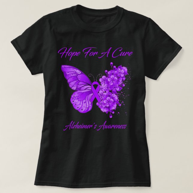 Camiseta Butterfly Hope For A Cure Alzheimer'S Awareness (Frente do Design)