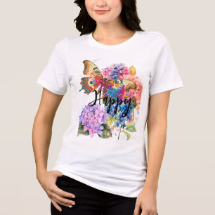 Camiseta Butterfly Hydrangea Watercolor Personalizada Bendi