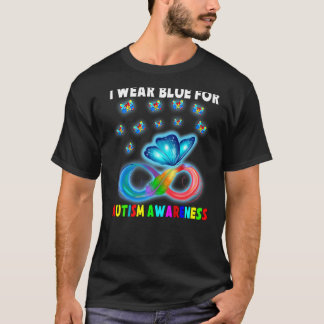 Camiseta Butterfly I Wear Blue For Autism Awareness Funny