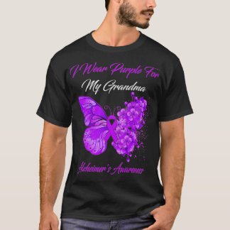 Camiseta Butterfly I Wear Purple For My Grandma Alzheimer's