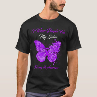 Camiseta Butterfly I Wear Purple For My Sister Trisomy 18 A
