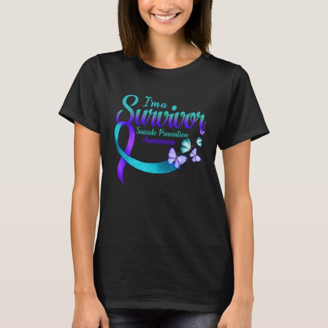 Camiseta Butterfly I'm A Survivor Suicide Prevention Awaren (Frente)