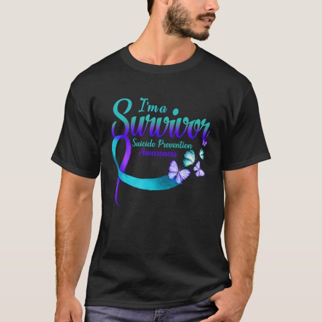 Camiseta Butterfly I'm A Survivor Suicide Prevention Awaren (Frente)