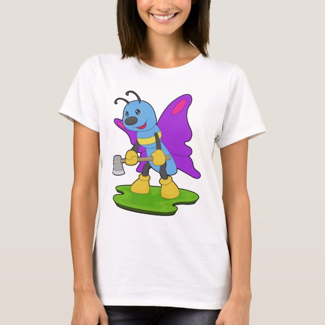 Camiseta Butterfly Lumberjack Axe Forest (Frente)