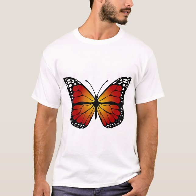 Camiseta Butterfly Monarch Abstract Artistic Line Art (Frente)
