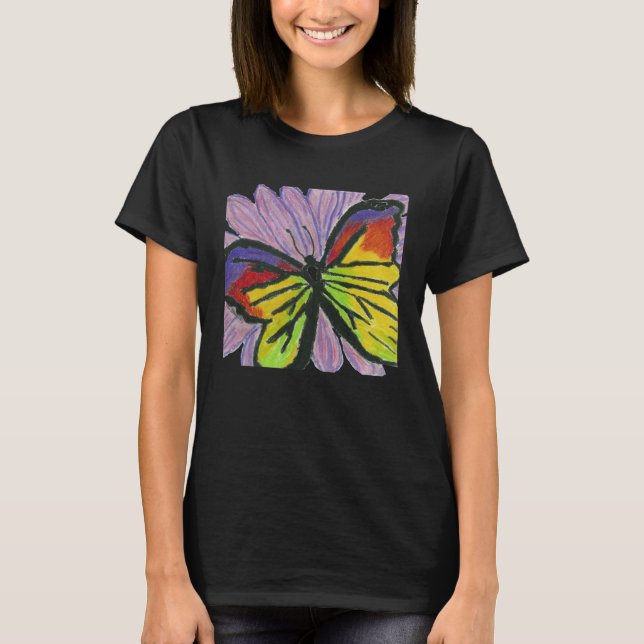 Camiseta Butterfly on a Flower Hand Drawn (Frente)
