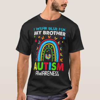 Camiseta Butterfly Rainbow I Wear Blue For My Brother Autis