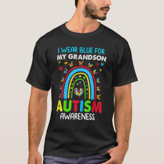 Camiseta Butterfly Rainbow I Wear Blue For My Grandson Auti