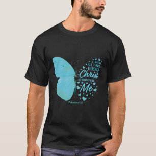 Camiseta Butterfly Religiosa Philippians 4 13 Christian Wom