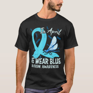 Camiseta Butterfly Ribbon In April We Wear Blue Autism Awar