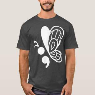 Camiseta Butterfly Semicolon Mental Health Awarness 625