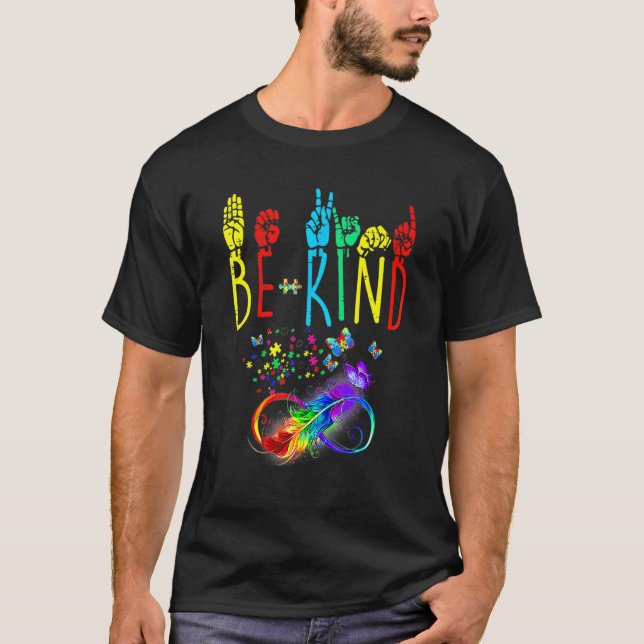 Camiseta Butterfly Sign Language Butterfly Autism Be Kind (Frente)
