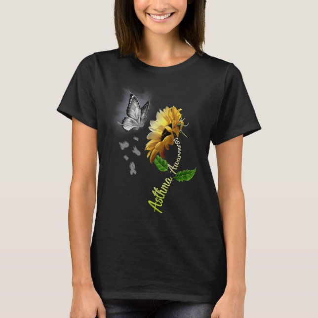 Camiseta Butterfly Sunflower Asthma Awareness (Frente)