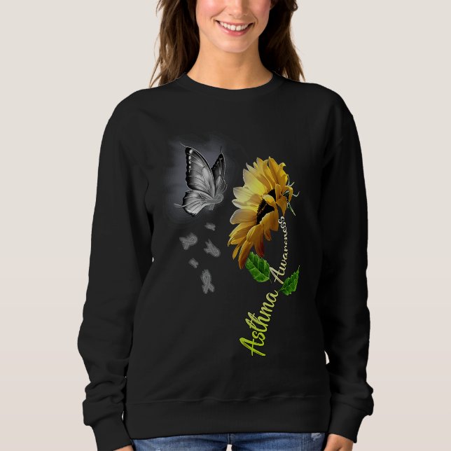 Camiseta Butterfly Sunflower Asthma Awareness (Frente)