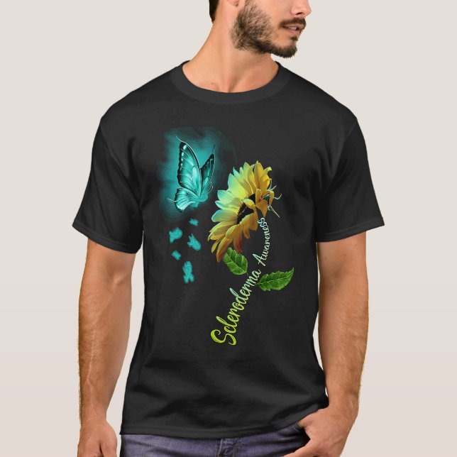 Camiseta Butterfly Sunflower Scleroderma Awareness (Frente)