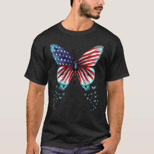 Camiseta Butterfly Usa Flag Cut 4 De Julho American Girl