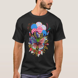 Camiseta Butterfly USA Flag Cute 4th Of July Sunflower Amer