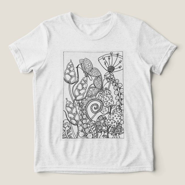 Camiseta Butterifes com flores de fantasia (Design frontal)