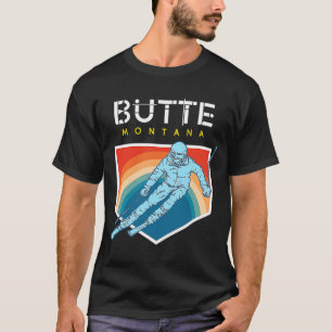 Camiseta Button Montana USA Ski Resort BACK IMPRESSÃO