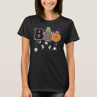 Camiseta Buu Com Aranhas E Bruxa Chapéu Assustador Coruja H