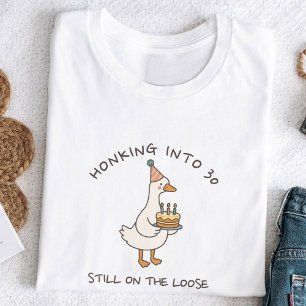 Camiseta Buzinando no Ganso de Aniversário Idade Divertida 