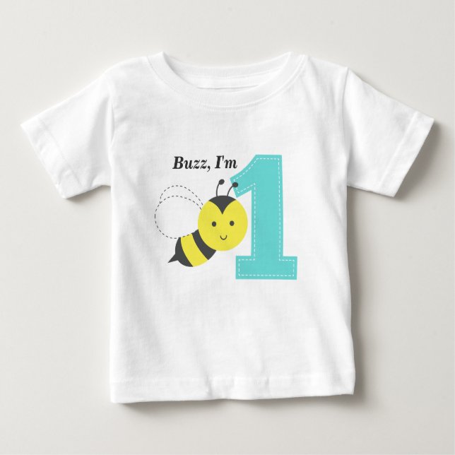 Camiseta Buzz, eu sou um, Primeiro Aniversário, Bela (Frente)