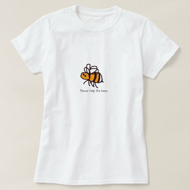 Camiseta BuzzAboutBees Por Favor Ajudem A Camisa-T Das Abel (Frente do Design)
