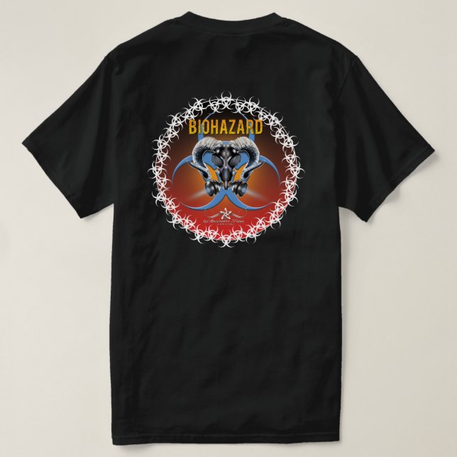 CAMISETA BW! ADVERTÊNCIA BIOHAZARD! CAVEIRA (Verso do Design)