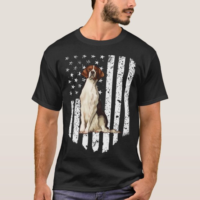 Camiseta BW American Flag Irish Red and White Setter 4th Of (Frente)