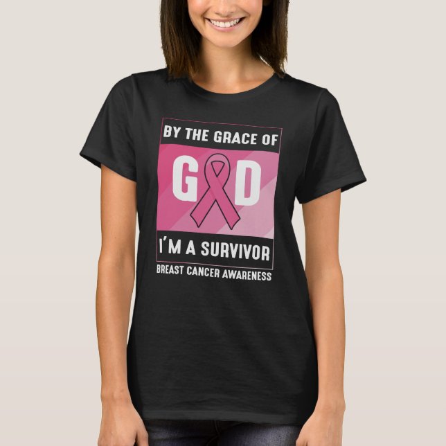 Camiseta By The Grace God Breast Cancer Survivor Christian (Frente)