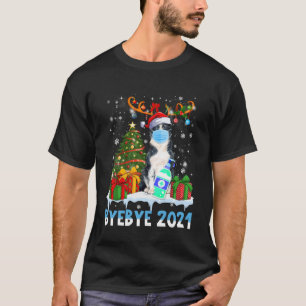 Camiseta Bye Bye 2021 Border Collie Visto Mask Christmas Tr