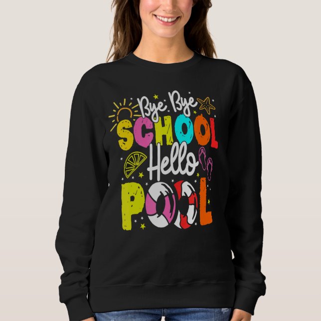 Camiseta Bye Bye School Hello Piscina Professor Summer Va (Frente)