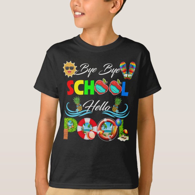 Camiseta Bye Bye School Hello Piscina Shirt Squad (Frente)