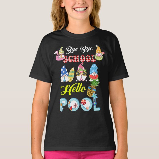 Camiseta Bye Bye School Hello Piscina Shirt Summer (Frente)