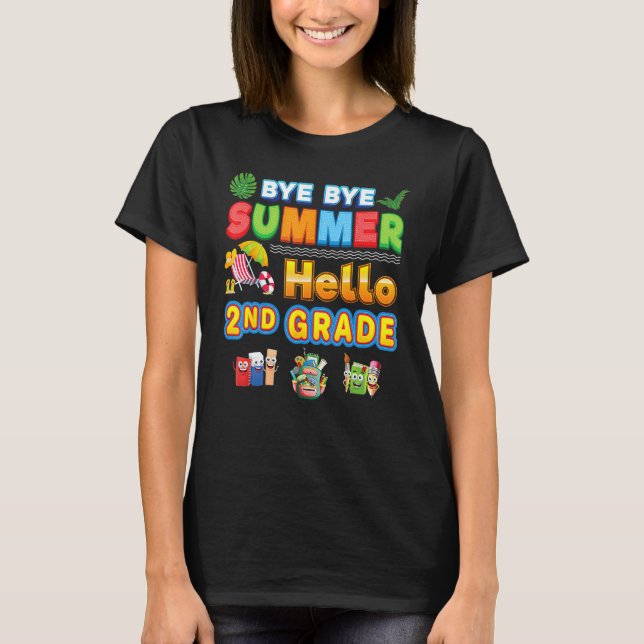 Camiseta Bye Goodbye Summer Hello 2nd Grade Back To School  (Frente)