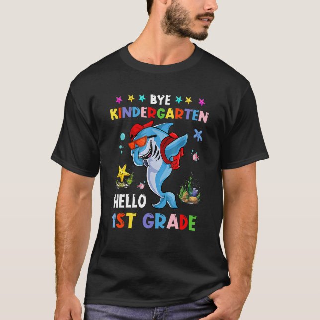 Camiseta Bye Kindergarten Grade Hello 1 rua De Volta A Sch (Frente)