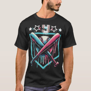 Camiseta Bysebyll Drip Aniversário de 9 anos Meninos Número