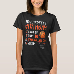 Camiseta Bysketbyll de 10 anos Festa de aniversário 10th Bo