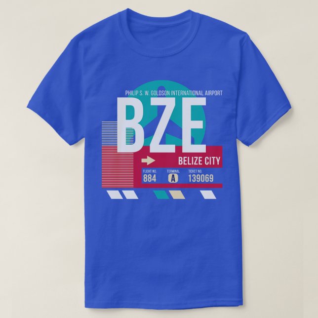 Camiseta BZE — Código do Aeroporto de Belize City (Frente do Design)