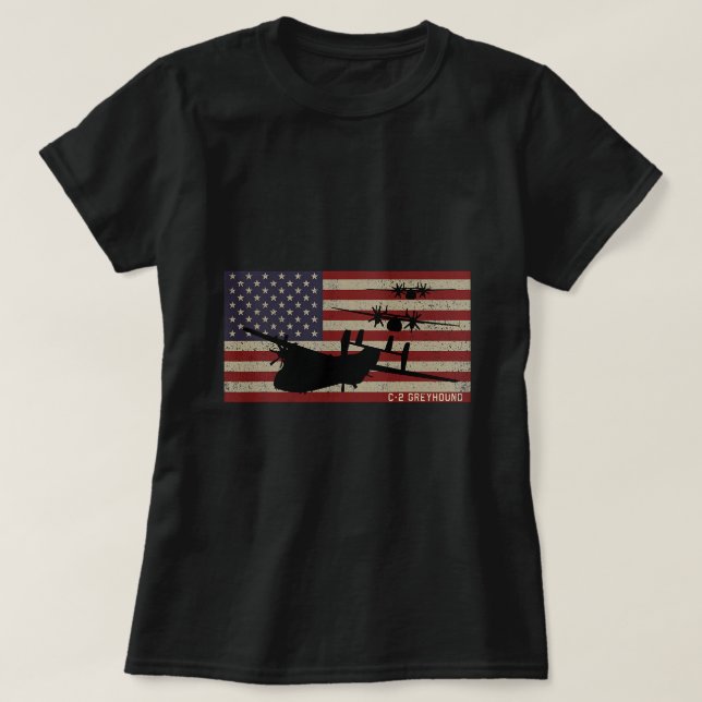 Camiseta C2 Greyhound Cargo Planage vintages American Flag (Frente do Design)